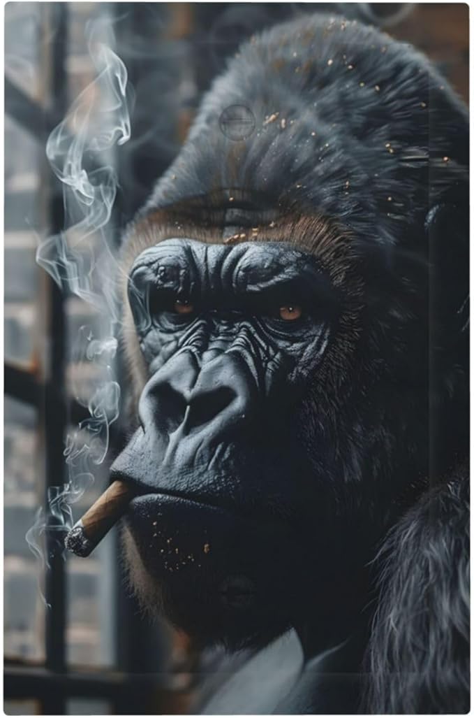 Funny Animal Smoking Black Orangutan Light Switch Cover Plate 1 Gang No Device Blank Electrical Wall Plates Faceplate Decorative Switch Plate Covers for Farmhouse Home Office Decor