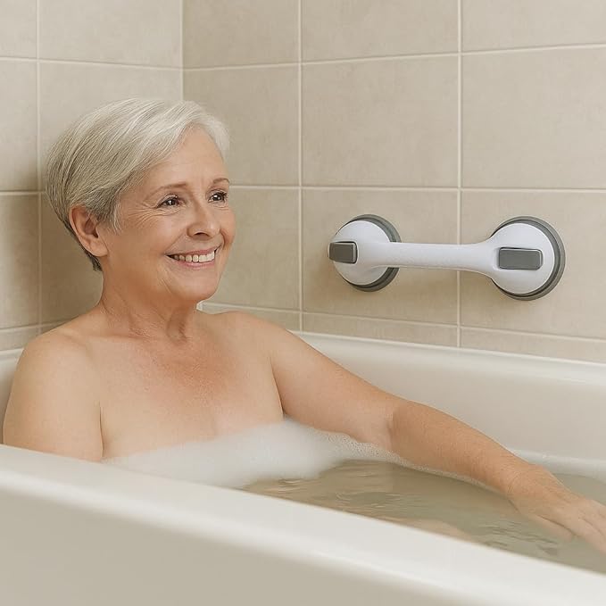 2 Pack Grab Bars for Bathtubs and Showers, Shower Handles for Elderly Seniors bar Safety 500 lbs Walls Handicap Heavy Duty Holder Hooks to Lift Large Tile Glass Suction Cups Tool