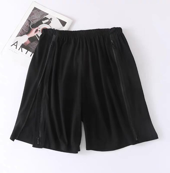 Bedridden Patient Clothing,Full Open Patients Care Trousers,Unisex Fracture Pants,Disability Clothes with Zippers,Suit for Fracture,Disable,Elderly(Black,L)