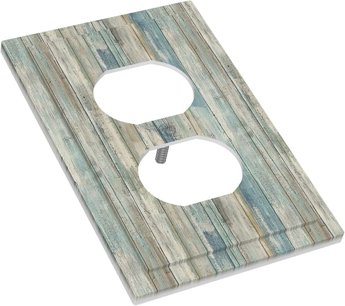 Tea Vintage Wood Plank Distressed Grain Rustic Shiplap Board 1 Gang Duplex Outlet Covers Faceplate Decorative Wall Plate Single Light Switch Cover Electrical Switchplate for Farmhouse Bathroom