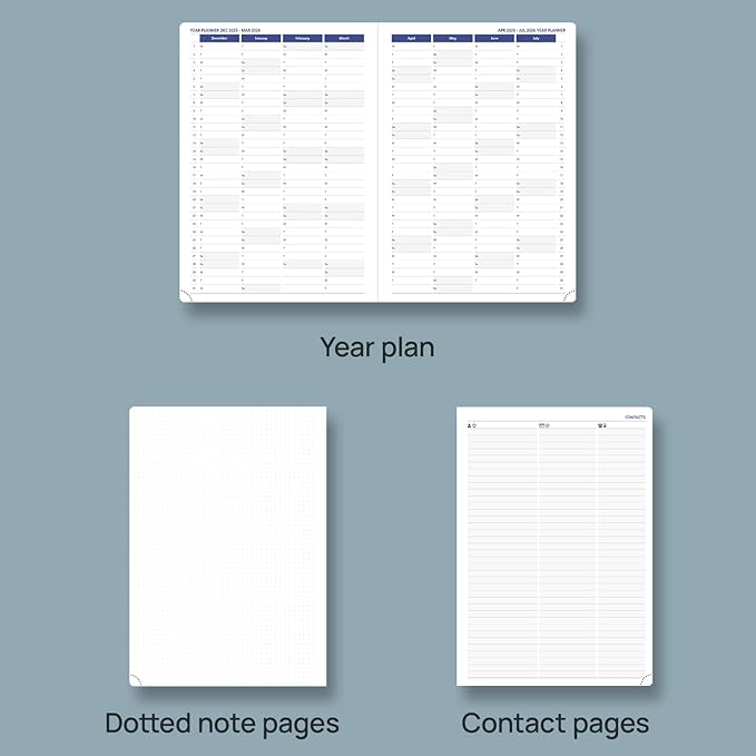 POPRUN Monthly Planner 2026-2027 (Large-8.25'' x 11.75''), 16 Months Calendar (Dec 2025-Mar 2027) Appointment Book with Stair Tabs, Inner Pockets, Pen Holder, PU Leather Softcover - Black