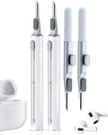Cleaner Kit for Airpods, 2 Pack Earbuds Cleaning kit for Airpods Pro 1 2 3, Multi-Function Cleaning Pen with Soft Brush Flocking Sponge for Bluetooth Earbuds, iPhone 17,16,Laptop, Camera (Pure White)