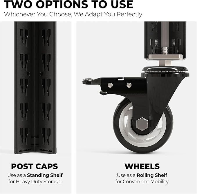 HOMEDANT House 48.1" 5-Tier Metal Rolling Cart Shelf Rack Casters Heavy Duty Laminated Wheel Shelving Unit Adjustable Utility Storage Shelves Shelf Kitchen Garage Black 1Pack