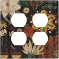Morden Abstract Bohemian Floral Botanical Outlet Covers 2-Gang Duplex Light Switch Cover Plate Decorative Gfci Wall Plate Electrical Receptacle Switchplate Plug Faceplate for Bathroom Decor