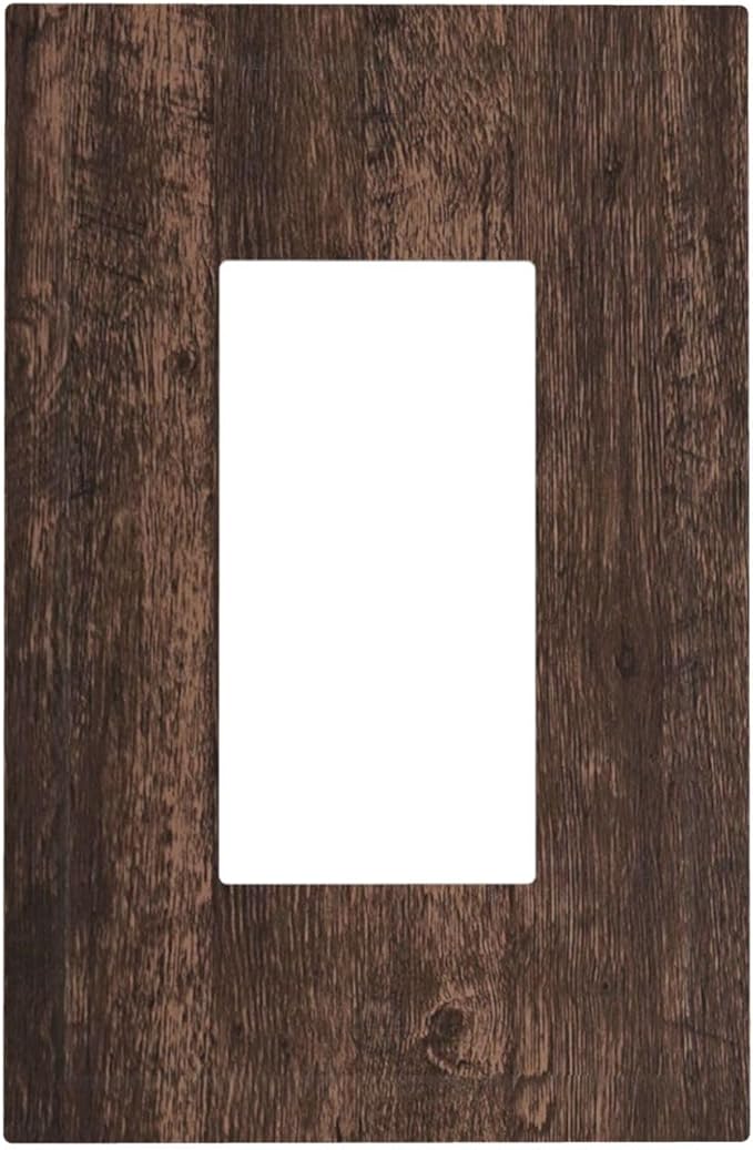 Decorative Outlet Covers Rustic Dark Brown Wood Grain 1 Gang Single Rocker Light Switch Cover Plate Wall Plates GFCI Faceplate for Farmhouse Bedroom Decor