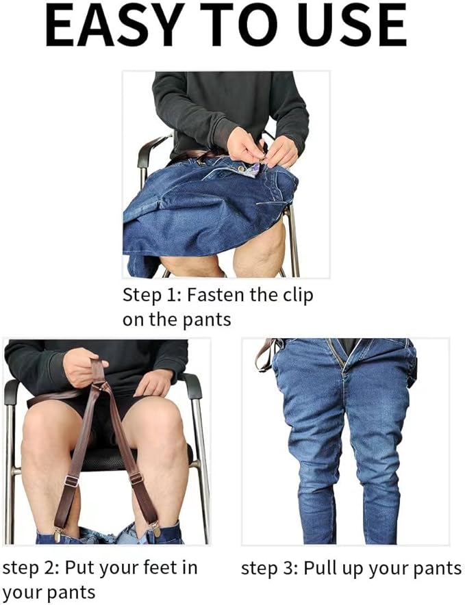 Pants Wearing Assist Clip and Pull Dressing Aids Tool Device No Need Bend for Elderly Disabled Pregnant Injuries Pants Helper（Brown)