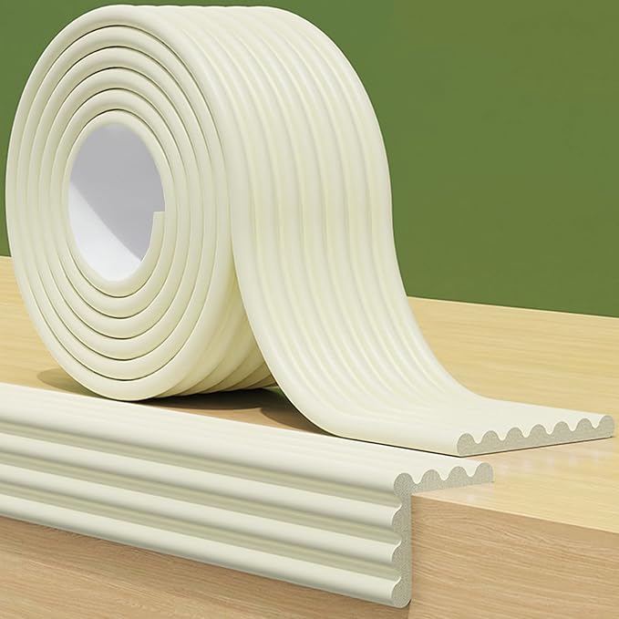 Baby Corner Guards 6.56 FT - Ultra Soft Sponge Edge & Corner Protectors,Desk Edge Cushion,for Furniture,Table,Fireplace - Safety Bumper with Strong Adhesive Tape,White,3.15 Inch Wide