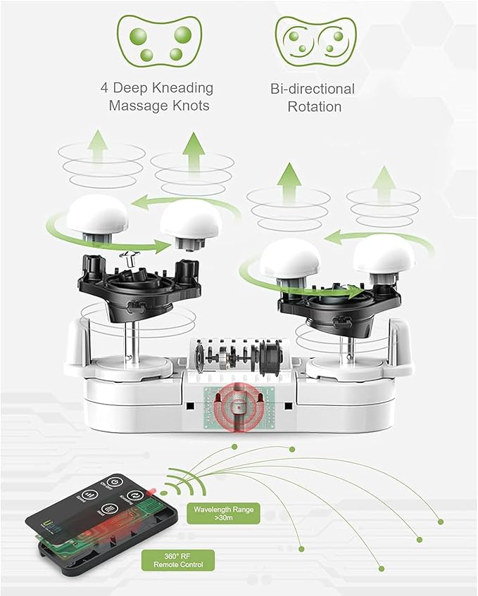 Ugift Back Massager Pillow with Remote Control -Deep Tissue Neck Massager with Heat and Shiatsu Kneading for Shoulder Leg Foot Body Pain Relief -Massage Pillow for Home Car Office Gifts for Women/Men