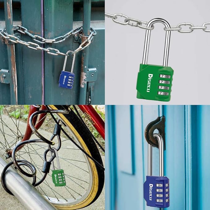 2 Pack disecu 2.6 Inch Long Shackle Combination Lock, 4 Digit Outdoor Waterproof Padlock for School Gym Locker, Sports Locker, Storage Unit, Gate, Fence, Toolbox, Cabinet (Blue)