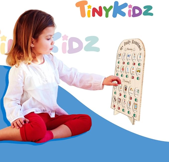 Wooden Daily Routine Chart 11x15", to Do Chart for Kids, Wooden Chore Chart for Kids, Routine Chart for Toddlers, Morning Bedtime Routine Chart for Toddlers