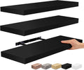 Sorbus Floating Shelves for Wall - 24" Bathroom Shelves, Wall Decor for Bedroom, Kitchen, Living Room, Home Decor & Book Storage - Mounted Floating Shelf with Invisible Brackets (Black, 3 Pack)