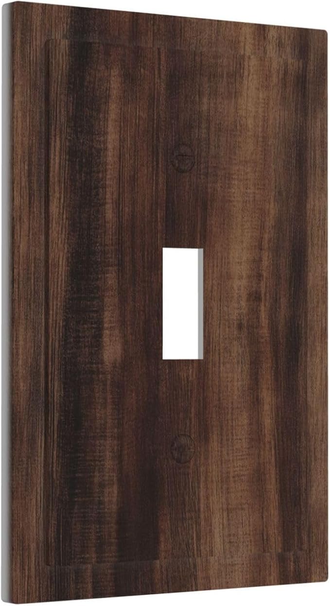 Decorative Light Switch Covers Rustic Farmhouse Brown Wood Barn Door 1 Gang Light Switch Cover Plate Single Toggle Wall Plate Outlet Covers Wall Plate Dimmer Faceplate for Bathroom Decor