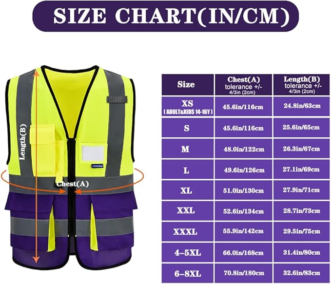 A-SAFETY yellow purple Construction Vest for men Yellow&Purple Color Mixed XXL