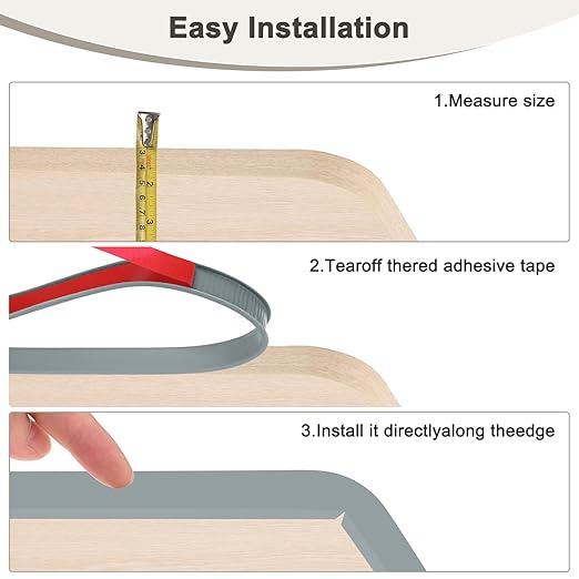 U-Shape Edge Banding, 0.98 Inch x 32.8 FT Self Adhesive Rubber Edge Trim Flexible TPE Corner Protector for Desk/Shelves/Furniture/Countertop/Table/Cabinet/Plywood [Gray]