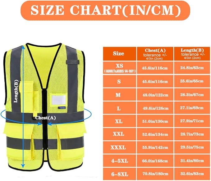 A-SAFETY High Visibility Mesh Safety Reflective Vest with Pockets and Zipper,Hi Vis Viz Reflective Safety Vest(Yellow Mesh XL)