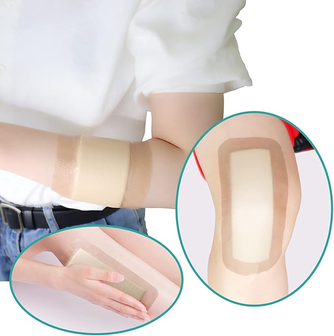 Dimora Silicone Foam Dressing Silver Ag 4"x 8" Adhesive Absorbent First Aid Bandage for Wound Care Pads 5 Packs