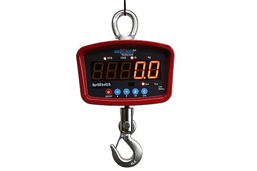 SellEton SL-924 Industrial/Warehouse Digital Medium General Purpose Crane Scale with LED Display Screen 500 lb x 0.1 lb