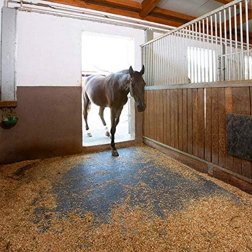 American Floor Mats - Heavy Duty Stall Tiles - Stable/Horse Tiles - Thick, Durable Rubber Flooring Solid Black 8' x 12' Set 3/8" Thick (24 Tiles Total)