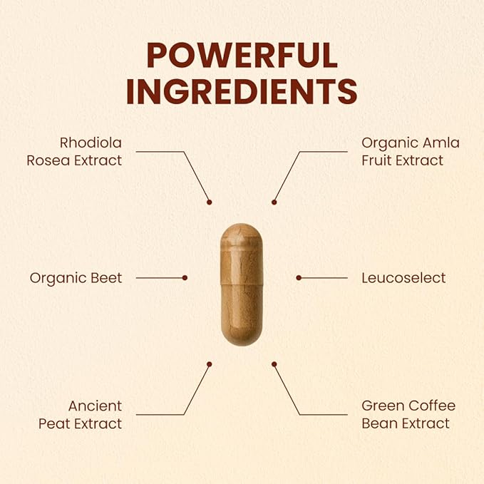 CHOQ Action 2.0 Energy & Circulation Support - Rhodiola Rosea, Beetroot & B12 Supplement - Nitric Oxide Booster for Men & Women - Focus & Recovery - 90 Capsules