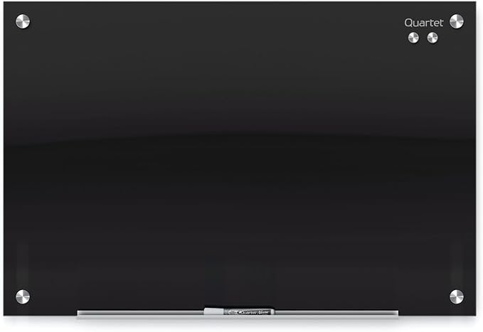 Quartet Magnetic Dry Erase Board, 24" x 18" Glass Whiteboard for Wall, Infinity, Black (G2418B)