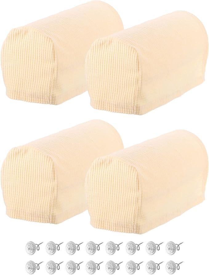 uxcell Stretch Armrest Covers Armchair Anti-Slip for Chairs Sofas Couch Arm Covers Recliner Sofa Beige 4 Pcs