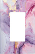 Decorative Outlet Covers Pink Marble Abstract Purple Gold Texture 1 Gang Single Rocker Light Switch Cover Plate Wall Plates GFCI Faceplate for Bathroom living Room Decor
