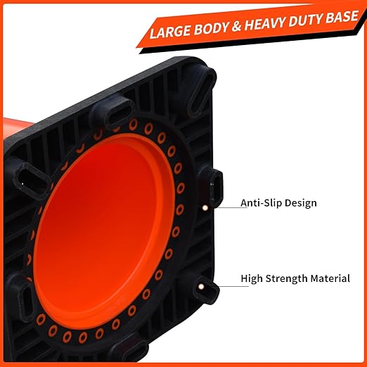 (4 Cones) BESEA 36” inch Orange PVC Traffic Cones, Black Base Construction Safety Cones Road Parking Cone Structurally Stable Wearproof (36" Height)