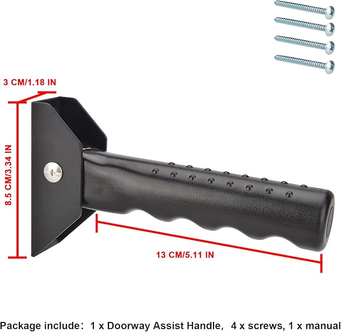 iGuerburn Doorway Flip Assist Handle, Door Assistant Support Grip Handle, Doorway Stair Assist Grab Bar for Elderly or People Who with Balance Issues - Supports Up to 300 Pounds (Black)