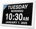 American Lifetime New 2025 Dementia Clock Large Digital Clock for Seniors, Digital Calendar Large Display, Custom Alarms, Clock with Day & Date for Elderly 18.5 Inches White