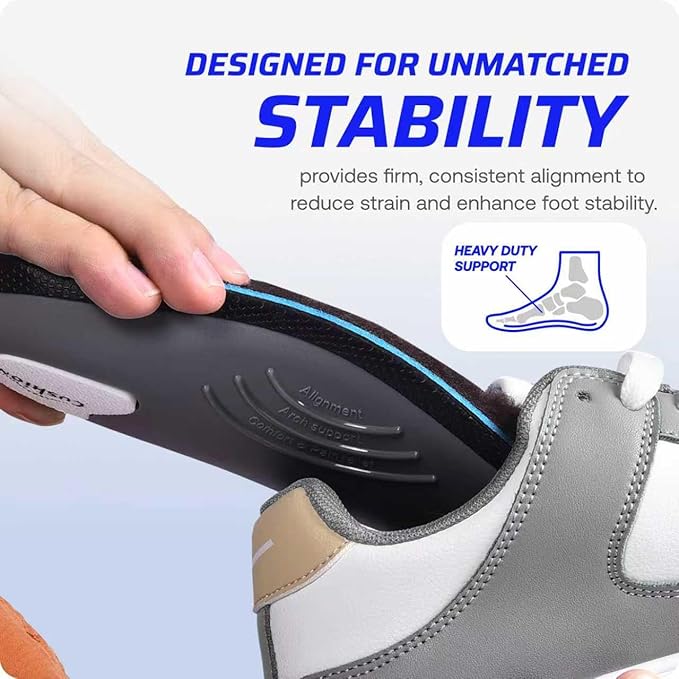 VALSOLE 250+lbs Winter Thermal Wool Insoles for Men Women,Plantar Fasciitis Orthotics Insert,for Flat Feet,High Arch,Foot Pain,Standing All Day Boot Work Shoe Warm Insoles(302mm)