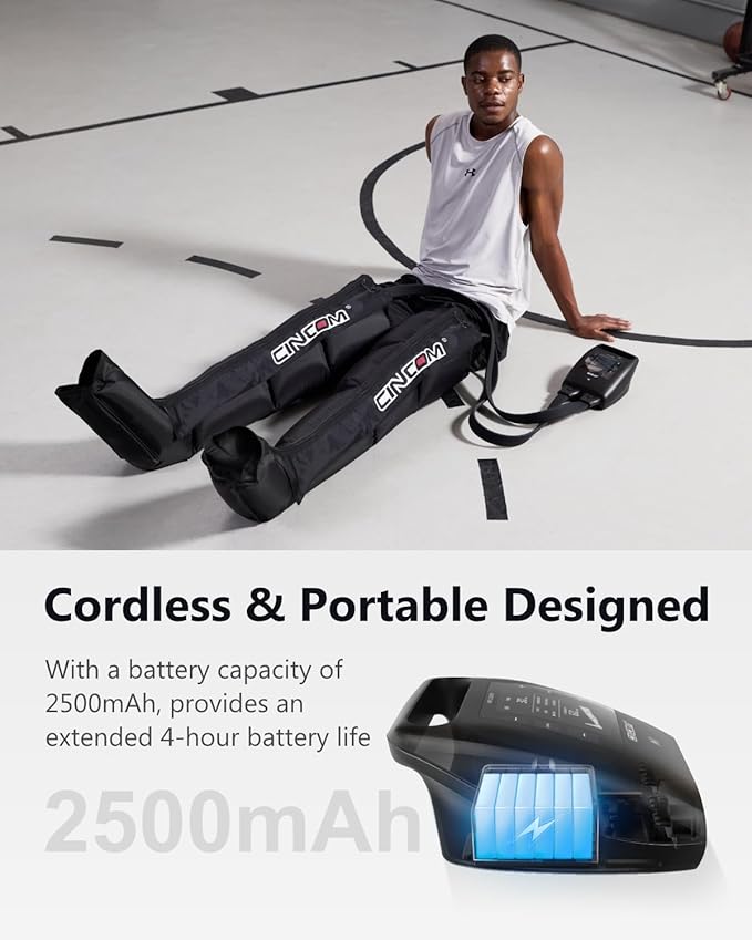 CINCOM Cordless Leg Recovery System with Dynamic Compression Massage Technology - 3 Different Sizes for Everyone(Large)