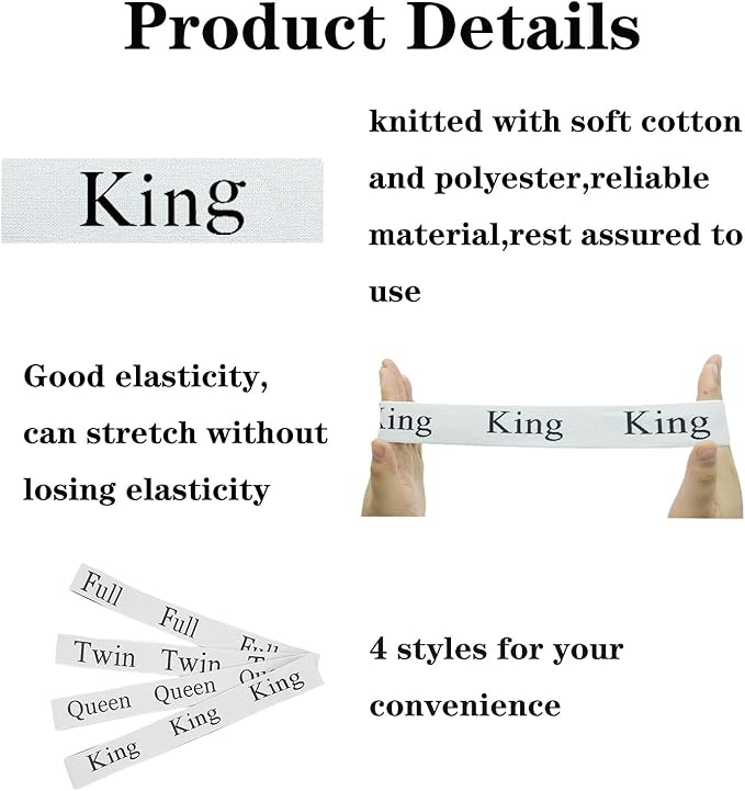 4 Pieces Bed Sheet Organizer Bands, Sheet Organizers and Storage Label Bands, Sheet Label for Bedding, Sheets Organizer for Closet,Sheet Keepers Linen Labels Bedding Bands (4Pcs King)