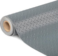 Bonnlo 5x10 FT Garage Floor Mat,Thickened Diamond Plate Garage Floor Covering, PVC Garage Flooring Roll for Under Car,Garage, Warehouse, Gyms, Trailer,Gray