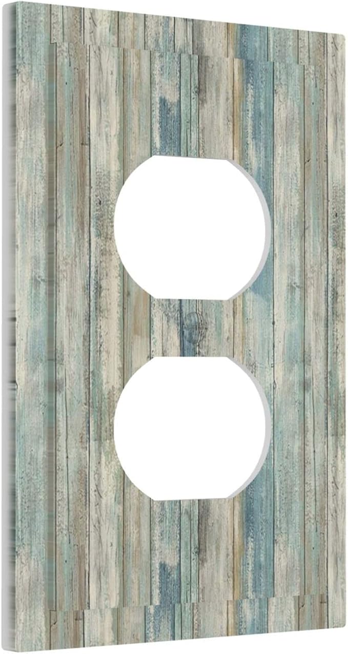 Tea Vintage Wood Plank Distressed Grain Rustic Shiplap Board 1 Gang Duplex Outlet Covers Faceplate Decorative Wall Plate Single Light Switch Cover Electrical Switchplate for Farmhouse Bathroom