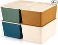 Menkxi 4 Pcs Storage Bins with Lids Plastic Stackable Containers for Organizing Shelves Christmas Ornament Box Baskets(Mixed Color,Small)