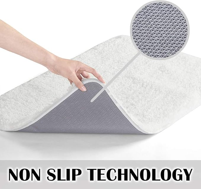 Suchtale Extra Soft and Absorbent Shaggy Bath Mat (24 x 60, White) Machine Washable Microfiber Bath Mat for Bathroom, Non Slip Luxury Floor Mat