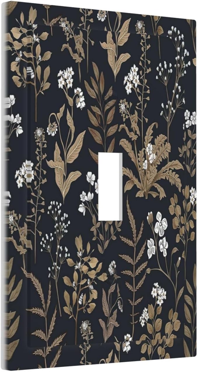 Decorative Light Switch Cover Vintage Floral Wildflowers Plant 1 Gang Single Toggle Device Electrical Faceplate Switchplates Decorator Outlet Wall Plate for Bathroom Home Decor