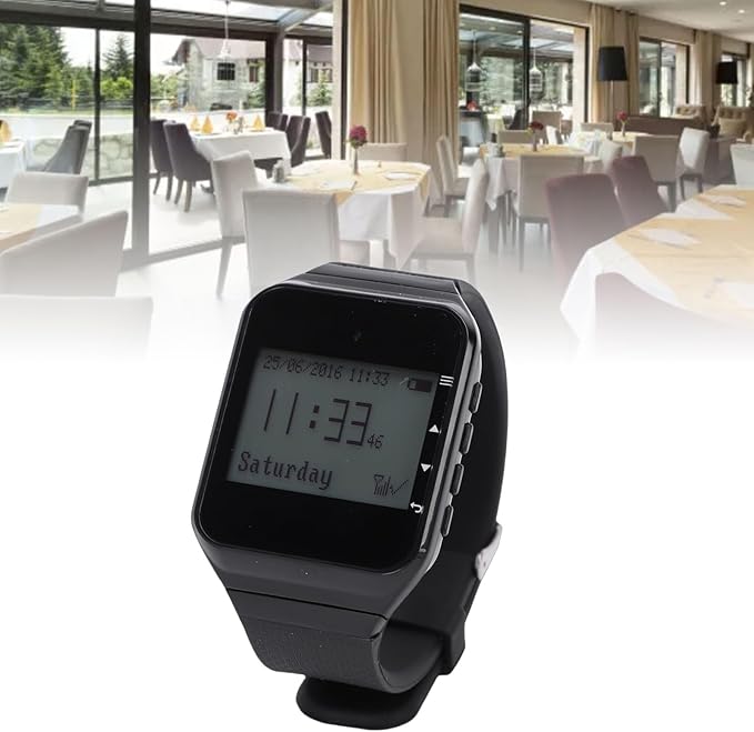 Wireless Caregiver Pager Call for Patient Nurse Alert System for Elderly Monitoring 328ft Water Proof Call Bell for Home 1 Receiver Wrist Pager 20 Desk Call Bells (Black)