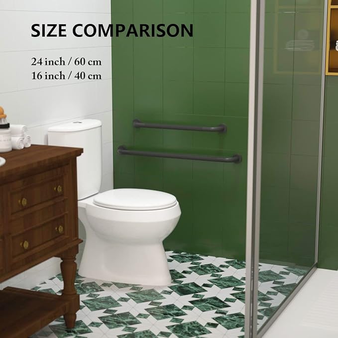 2 Pack 24 Inch Anti Slip Shower Grab Bar Oil Rubbed Black 1.25" Diameter,Munzong Bathroom Grab Bar, Knurled Bathroom Balance Bar,Safety Hand Rail Support Handicap Elderly Senior Assist Bath Handle