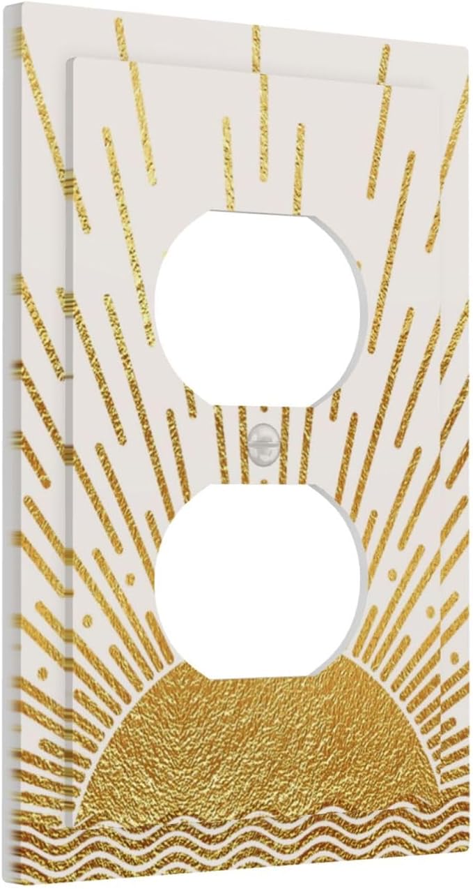 Mid Century Boho Golden Sun Sunrise Sunset Outlet Covers 1 Gang Duplex Light Switch Cover Decorative Switch Plates Electrical Receptacle Faceplate Wall Plate for Bed Room Living Room Decor