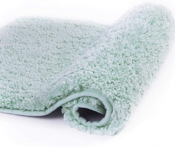 Walensee Large Bathroom Rug (24 x 48, Aqua) Extra Soft and Absorbent Shaggy Bath Mat Machine Washable Microfiber Non Slip Luxury Floor Mat