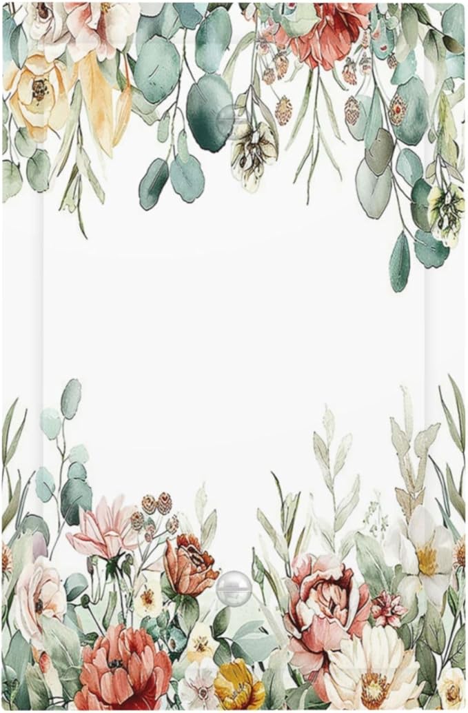 Light Switch Cover Plate Vintage Boho Floral Leaves Rustic Sage Botanical 1 Gang No Device Blank Electrical Wall Plates Faceplate Decorative Switch Plate for Bedroom Home Decor