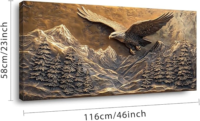 Brown Retro Country Eagle Wall Art for Living Room Canvas Painting Prints Rustic Mountain Sky Vintage Art Deco Modern Artwork Office Bedroom Farmhouse Decor Large