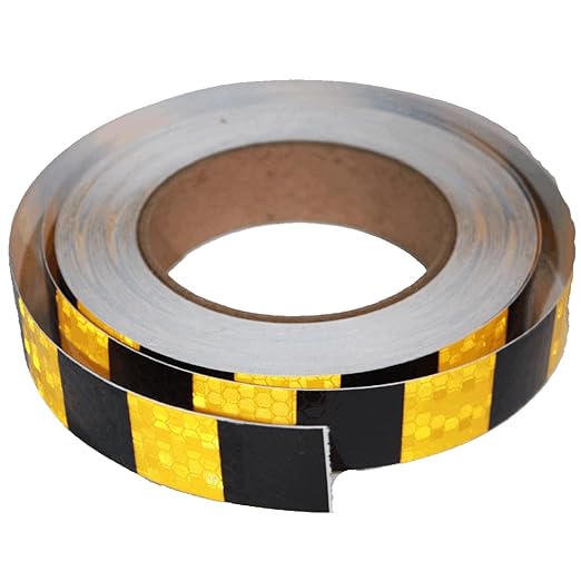 Yellow Black Reflective Tape Outdoor Waterproof 1 inch X 66 feet, High Visibility Hazard Conspicuity Safety Industrial Marking Tape