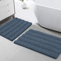 Turquoize Chenille Bathroom Rugs Set Non-Slip Bath Mats Extra Soft and Absorbent Shaggy for Floor Indoor Mat Kitchen/Entryway (20" x 32" and 17" x 24"), Blue Indigo