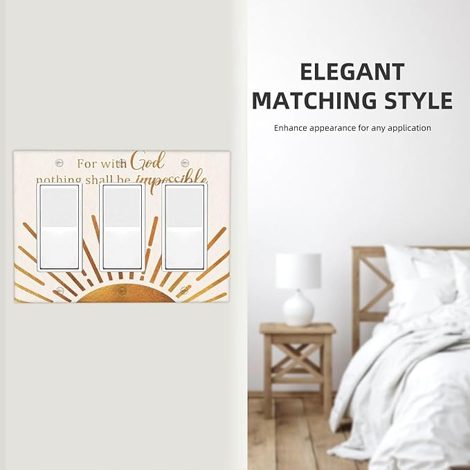 Mid Century Boho Sun Inspirational Quote Outlet Covers Triple Rocker Light Switch Covers Decorative Abstract Gold Sunrise 3 Gang Wall Plate Gfci Electrical Receptacle Switchplate Plug Faceplate