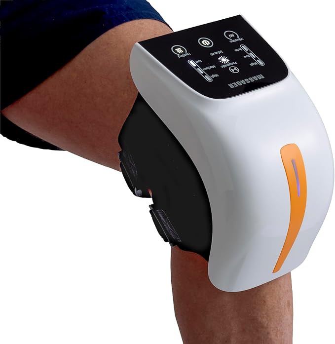 IdealProducts Knee Massager Pro+ with Heat, Red Light Therapy and Vibration, 6-in-1, Dual-Wavelength - Cordless, Portable, Adjustable Straps, Knee Pain Relief