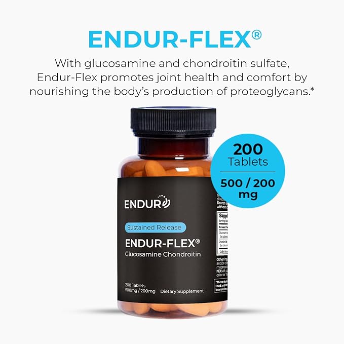 ENDUR-FLEX, Glucosamine Chondroitin Joint Support Supplement For Helping Preserve Your Active Mobility, Gluten Free, 500mg/200mg (200 Tablets)