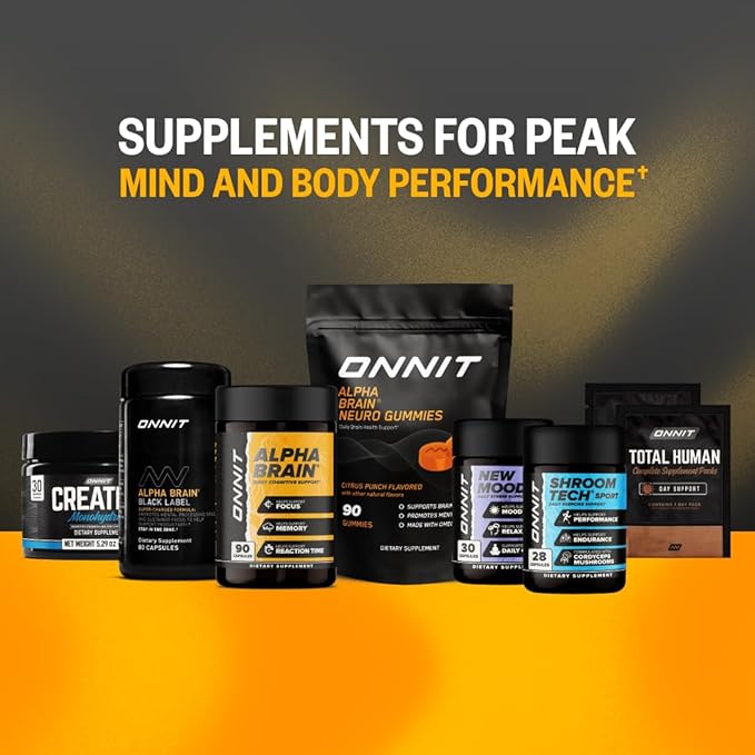 ONNIT Alpha Brain Black Label Capsules, IGEN Non-GMO Tested Citicoline Brain Supplement for Concentration and Memory, Lion’s Mane, Lutemax Lutein, L Theanine and Mucuna Pruriens, 80 Count