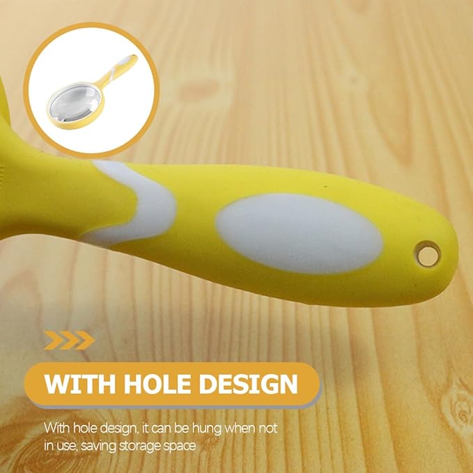 Wakauto Handheld Reading Magnifying Glass with Colorful Rubber Frame, Handle Design Magnifier for Reading and Observation, Portable Visual Aid for Low Vision and Seniors, Yellow
